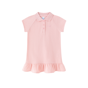Vestido de niña M/C de algodón color Rosa