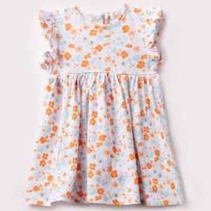Vestido para niña de flores naranja