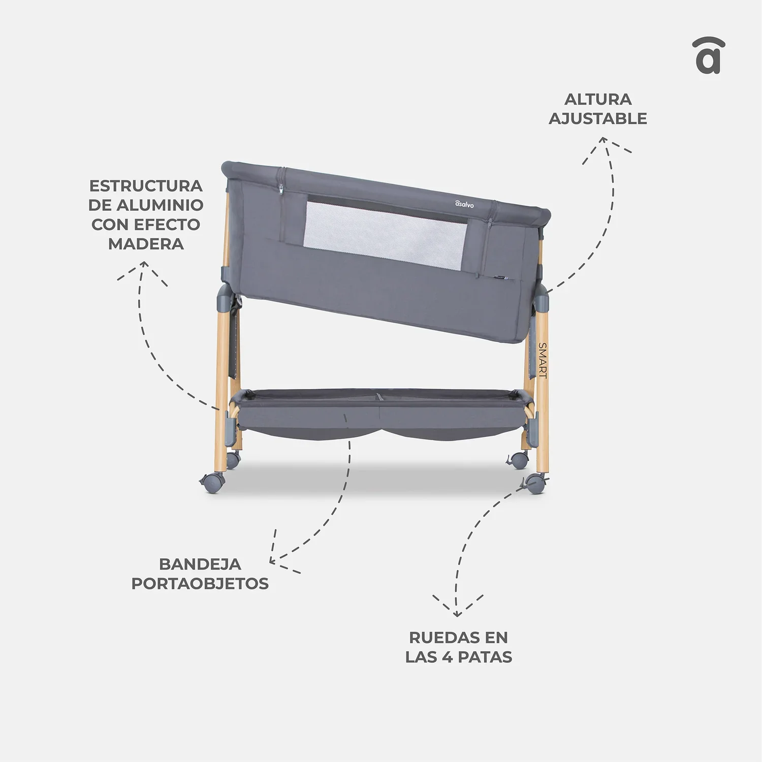 Minicuna Colecho Smart Gris Asalvo - Imagen 9