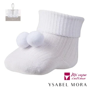 Calcetín Recién Nacido Con Pompones