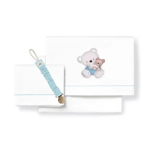 Tríptico cuna 100% algodón Osito Columpio + chupetero de Interbaby