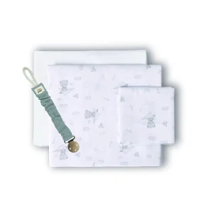 Tríptico cuna 100% algodón Avión Papel + Chupetero de Interbaby
