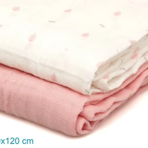 2 muselinas bambu 120×120 rosa – Kiokids
